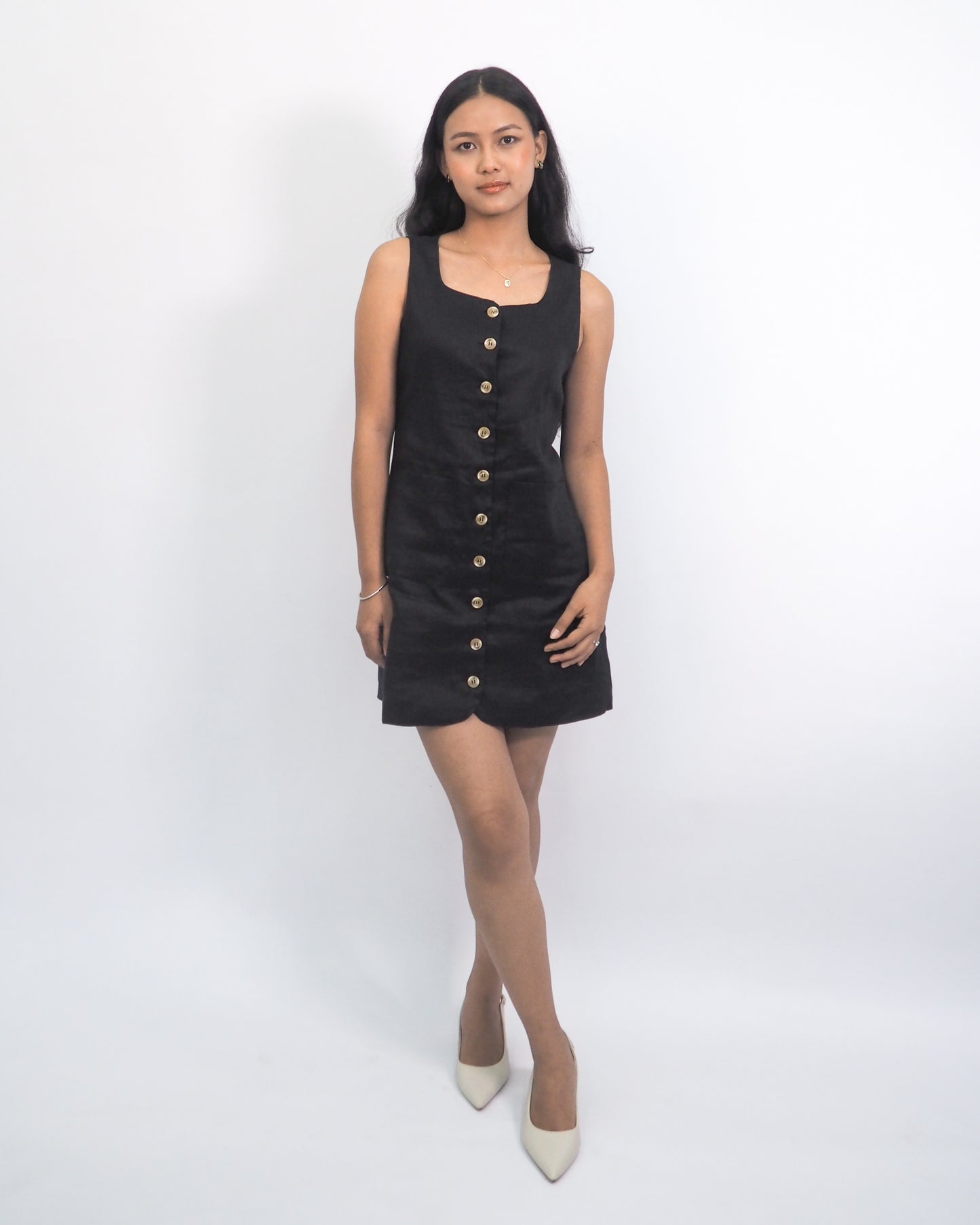 The Linen Tailored Button-Down Dress
