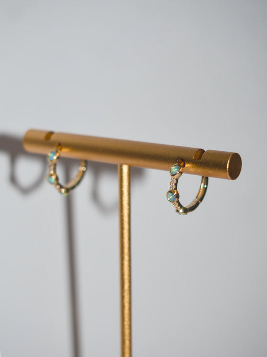 The Aura Pavé & Opal Huggies