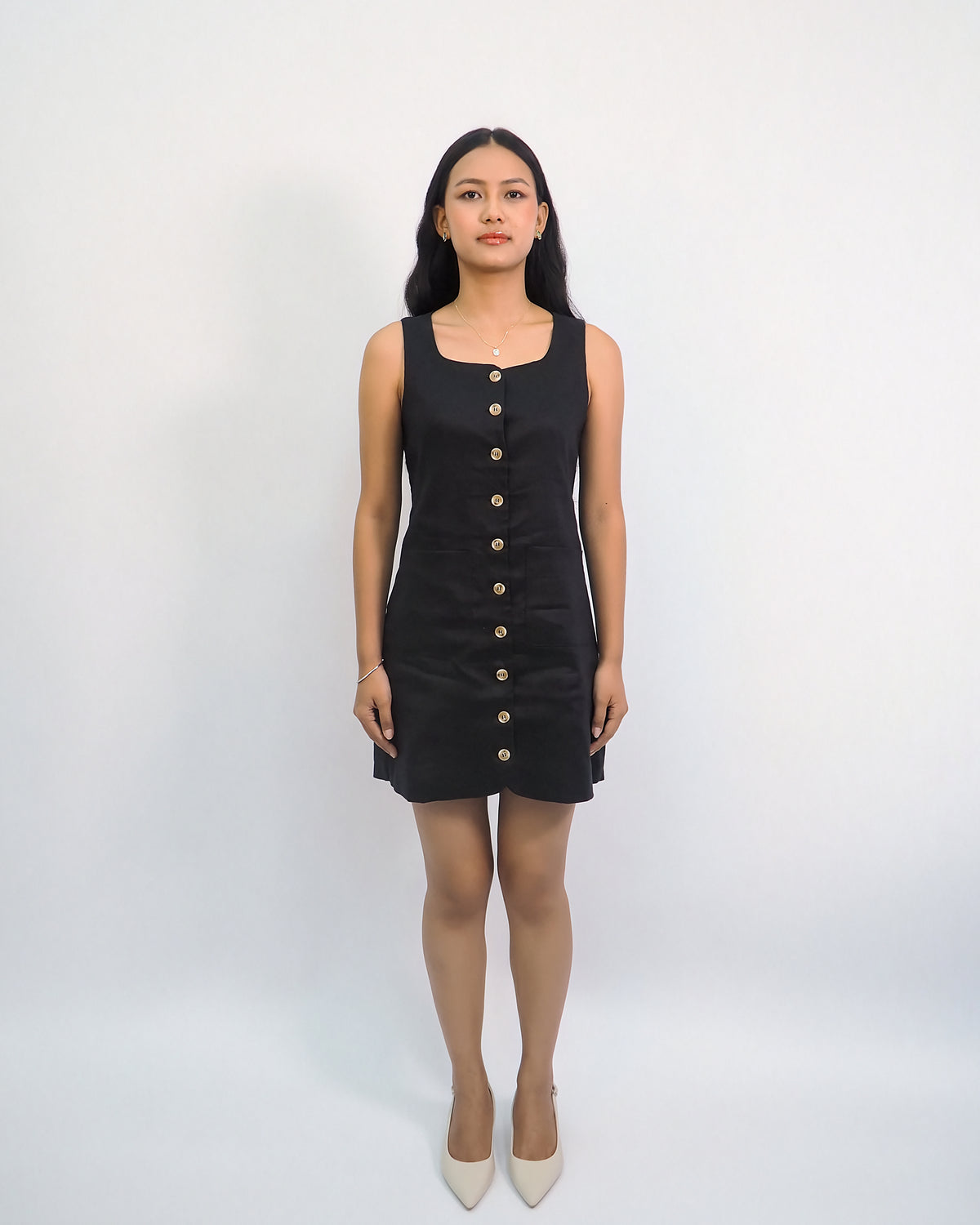 The Linen Tailored Button-Down Dress