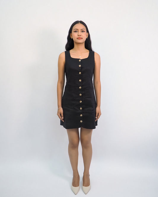 The Linen Tailored Button-Down Dress