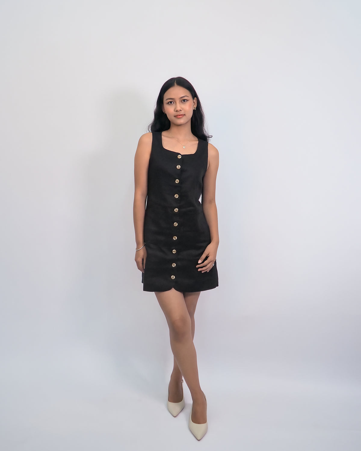 The Linen Tailored Button-Down Dress