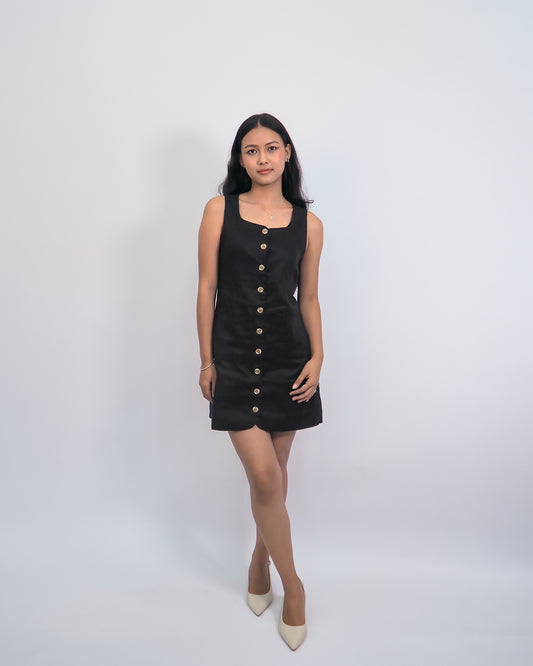 The Linen Tailored Button-Down Dress
