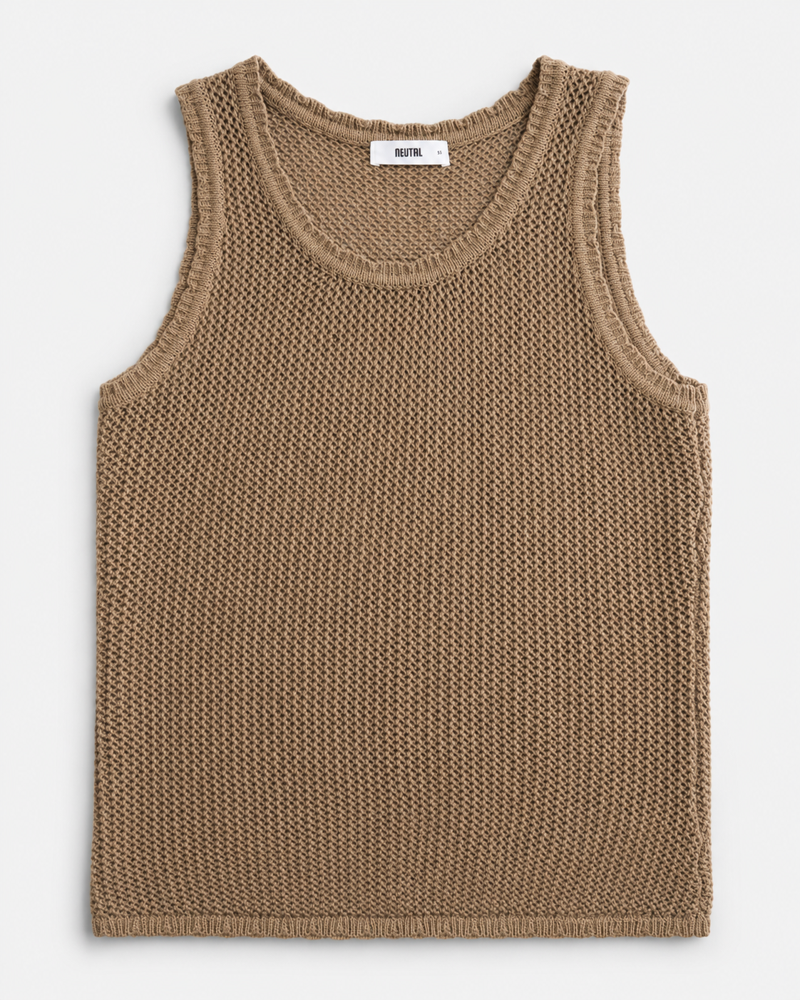 The Linear Open-Knit Cotton Tank - Tea Brown