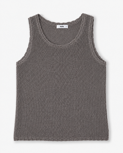 The Linear Open-Knit Cotton Tank - Coffee