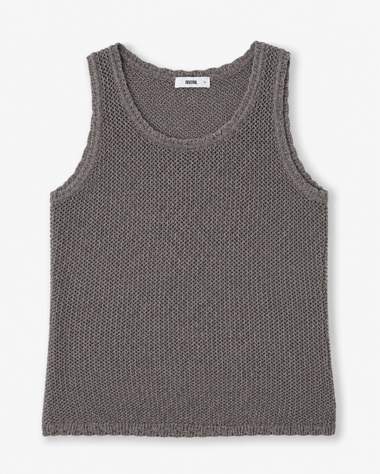 The Linear Open-Knit Cotton Tank - Coffee