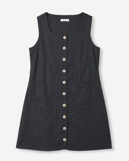 The Linen Tailored Button-Down Dress