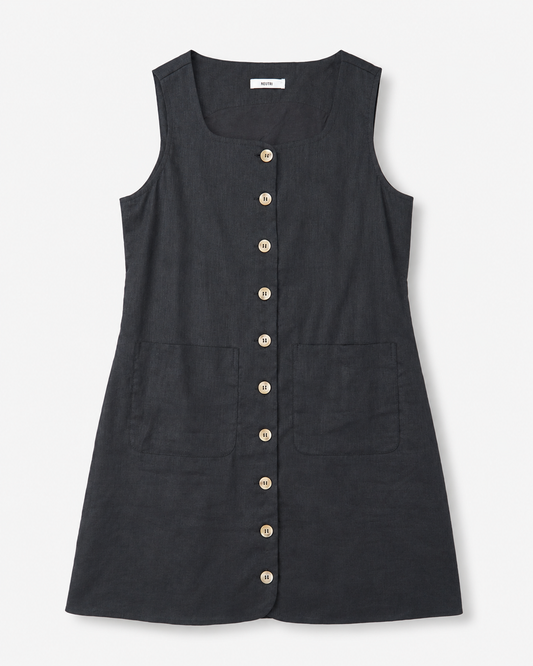 The Linen Tailored Button-Down Dress