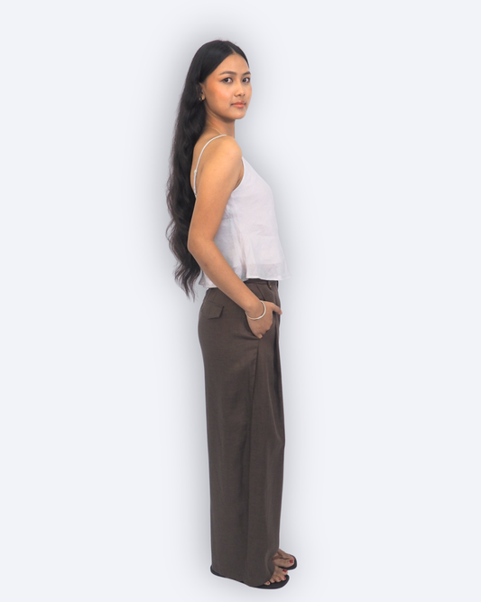 The Curved-Barrel Pants - Olive Brown
