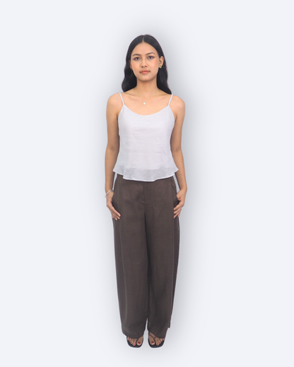 The Curved-Barrel Pants - Olive Brown